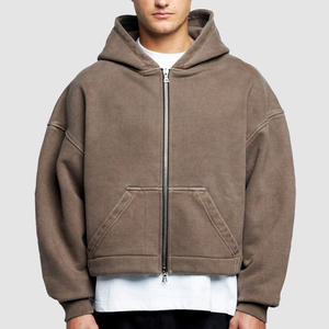 Custom Men <b>Hoodie</b> Blank Heavyweight Oversized French Terry Drop Shoulder <b>Cropped</b> Boxy Oversized Full <b>Zip</b> <b>up</b> <b>Hoodie</b> - Product Image 4