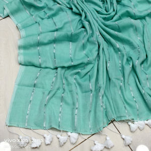 Sari de Algodón Tejido Bordado EXCLUSIVO para NIÑAS, Calidad PREMIUM, Vestido de Novia Ligero Sin Blusa - Product Image 1