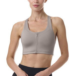 Soutiens-gorge de sport de haute qualité pour femmes Halter Neck Gym Workout Yoga Bra Four-Way Stretch Respirant Front Zipper Criss Cross Back Bra - Product Image 1
