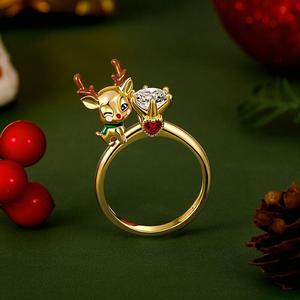 Jeulia Hug Me Gold Plated Sterling <b>Silver</b> Reindeer Fashion <b>Ring</b> - Product Image 3