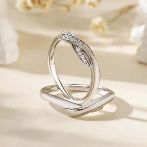 Jeulia gourney of Love แหวนคู่รักชุบโรเดียมเงินสเตอริงอัญมณีแหวนหมั้น - Product Image 6