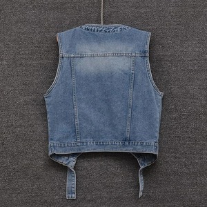 Veste pour femme délavée sans manches personnalisée nouvelle veste en jean 100% coton de qualité supérieure veste en jean à capuche élégante en gros - Product Image 1