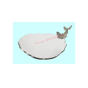 Bol en métal blanc et argenté moderne du milieu du siècle personnalisable Oeuvre d'art florale écologique Vaisselle décorative/Vaisselle - Product Image 2