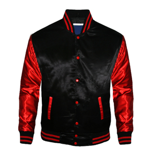 Blouson universitaire de luxe en satin teint, col montant, style décontracté, pour hommes et femmes, streetwear, coupe bomber, rétro, baseball, Letterman - Product Image 3