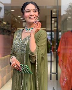 Vesta Exports - Conjunto de Dupatta de Encaje de Seda de Diseño de Lujo, Color Caramelo, Vestidos Casuales hasta la Rodilla, para Oficina, Fiesta, Uso Diario, Formal - Product Image 2