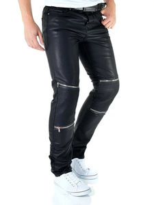 Pantalones de Cuero para Hombre, Casuales, de Alta Calidad, Cintura Media, Transpirables, Ligeros, para Invierno, Servicio OEM, 100% Cuero - Product Image 5