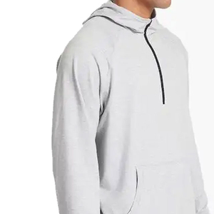 <b>Men</b> Popular ODM Half Zipper Hoodie Highly <b>Stretchy</b> Jersey Fabric Solid Streetwear Gym Quarter Hoodies Winter Collared PULLOVER - Product Image 2