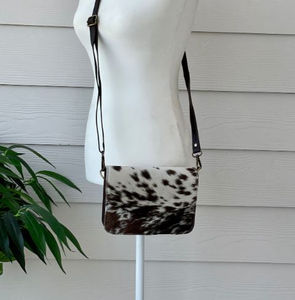 Sac en cuir de vache, sac à main en cuir de vache, sac bandoulière, pochette, sac en cuir de vache brun, sac en cuir de veau avec poils, sac en cuir de vache - Product Image 5