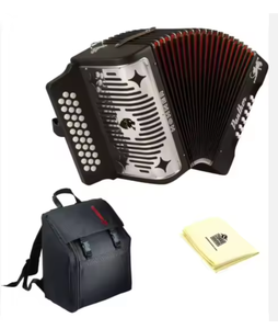 Nouvel accordéon à boutons diatonique Hohner 3100GB Panther en noir avec étui et chiffon - Product Image 1