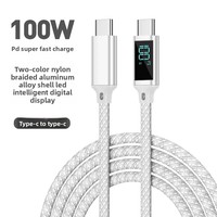 Usine En Gros 100W Pd Super Charge Rapide Nylon Tressé Led Intelligent Affichage Numérique Type C Type C Câble pour Téléphone Mobile