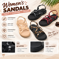 Sandales Léopard Femme à Multi-Bretelles, Bride Arrière, Boucle, Antidérapantes, Vente en Gros, PVC & PU, Direct Usine Chine