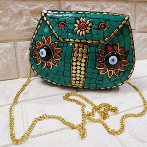 Luxury <b>Red</b> Sequin Geometric Leather Resin <b>Handbag</b> Best Price Stone Mosaic Clutch for Weddings & Parties Gift Bags - Product Image 4