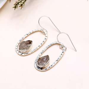 Boucles d'oreilles pendantes en diamant Herkimer de qualité supérieure, coupe fantaisie, aspect royal profond, argent sterling massif 925, fabrication artisanale, cadeaux de mariage - Product Image 1