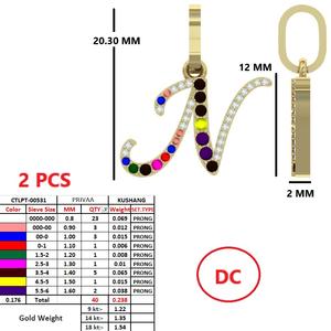 จี้เพชรแท้ทรงอักษร N ประดับเพชร สำหรับผู้หญิง หรูหรา ขายส่ง ได้รับการรับรองจาก IGI ทองคำ 18KT สีเหลือง น้ำหนัก 1.54 กรัม เจียระไนแบบบริลเลียนท์ ระดับความสะอาด VVS - Product Image 6