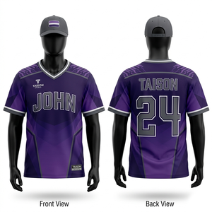 เสื้อลาครอสชาย คุณภาพพรีเมียม ผ้าโพลีเอสเตอร์ระบายอากาศ 180 GSM ดีไซน์ไล่เฉดสีม่วง พร้อมโลโก้แบบซับลิเมชั่นตามสั่ง - Product Image 1