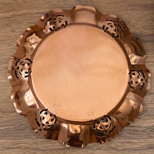engraved copper coaster floral embossed copper saucer hammered finish copper plate artisan handcrafted tea coaster - Product Image 3
