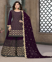 Traje Salwar de Seda para Mujer, para Adultos, India, Pakistán, Lavable a Máquina, Limpieza en Seco, Último Diseño, Elegante, Multicolor, para Bodas, 500