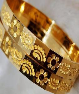 Moda 18K chapado en oro Dubai venta al por mayor latón brazalete abierto oro pulsera brazaletes Kundan joyería de lujo mujeres indio moderno - Product Image 4