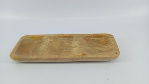 Plateau de service moderne en bois noir à 2 compartiments – Plat rectangulaire divisé pour collations, sauces et fruits secs pour la cuisine, la table à manger - Product Image 3