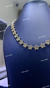 Collier Iced Out Star Link finition argentée, effet diamant Moissanite, collier de luxe pour soirée et mariage - Product Image 3