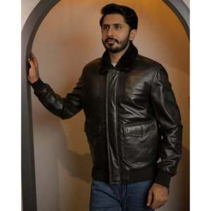 Veste en cuir d'agneau véritable classique pour motard avec col en fourrure SF009, manteau d'hiver taille XS, fermeture éclair, revêtement imperméable - Product Image 1