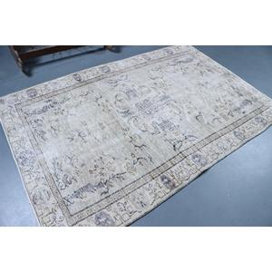 Tapis turc vintage 5x7,5 pi (152x230 cm), tapis en laine marocaine blanche - Product Image 2