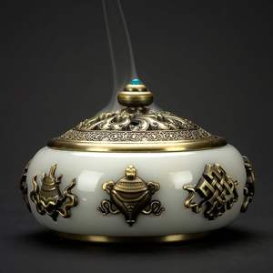 Quemador de incienso sin humo de lujo de latón metálico de diseño personalizado para fragancia de incienso puro sin humo - Product Image 2