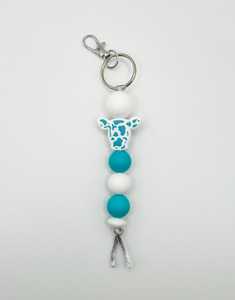 Porte-clés fait main avec perles en bois et anneau en acier inoxydable | Porte-clés coloré en perles de bois et acier inoxydable | VRNQ - Product Image 5