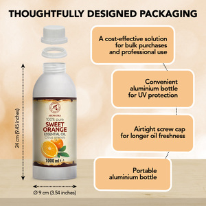 Aceite Esencial de Piel de Naranja Dulce Aromatika 1000 ml 100% Puro y Natural Citrus Sinensis Prensado en Frío Aromaterapia Para Todo Tipo de Piel - Product Image 4