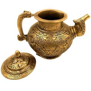 Théière en laiton de style américain, nouvelle conception, couleur cuivre plaqué argent, avec couvercle et poignée, pour la décoration de la maison, de l'hôtel et du restaurant - Product Image 2