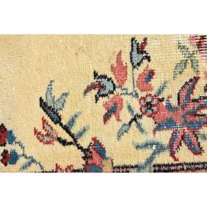 พรมวินเทจตุรกีขนาดเล็ก 2.3x5.5 ฟุต (71x168 ซม.) พรมขอบสีเหลือง - Product Image 4