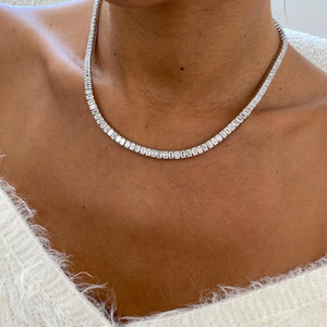 สร้อยคอโซ่เทนนิสสีทอง14K ประดับเพชรสีทองล้วนขนาด25กะรัตมรกตตัด VVS ประดับเพชรแบบมินิมอล - Product Image 3