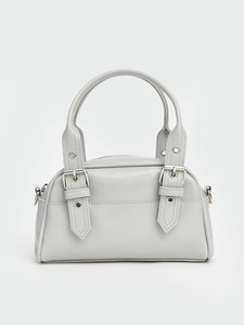 OEM ODM Private Label Custom Logo Women's Gray Mini Boston <b>Bowling</b> Bag PU Leather Top Handle Shoulder Bag Manufacturer Supplier - Product Image 2