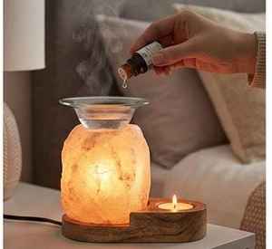Lampe de sel de l'Himalaya d'aromathérapie, diffuseur d'huiles, chauffe-cire, cristal naturel, veilleuse, décoration d'intérieur, purificateur d'air, vente en gros - Product Image 2