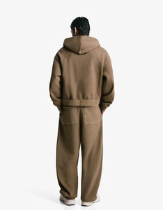 Conjunto Deportivo Personalizado de Alta Calidad para Hombre, Sudadera Corta con Cremallera, Estilo Urbano, Felpa Francesa Gruesa de Algodón - Product Image 2