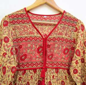 Robe longue Maxi de haute qualité Fabricant en gros de vêtements de plage en coton marocain Maillot de bain Cover Ups Imprimé Femmes Bouton naturel - Product Image 6