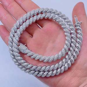 Men's Sterling <b>Silver</b> Iced Out <b>Rope</b> <b>Chain</b> with Diamond - Product Image 2