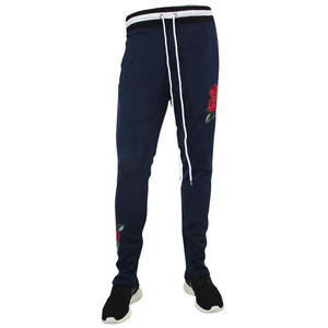 Men's Sweatpants With <b>White</b> Side Stripe And Rose Embroidery Elastic Waist Drawstring Casual <b>Joggers</b> - Product Image 2
