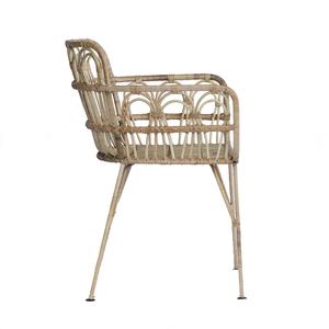Silla de comedor de ratán moderna con patas de metal-Sillón de mimbre hecho a mano para uso en interiores y exteriores - Product Image 3