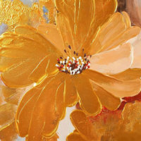 Peinture sur toile florale texturée 3D peinte à la main, feuille d'or, fleurs abstraites blanches et dorées, art mural pour la décoration de la maison