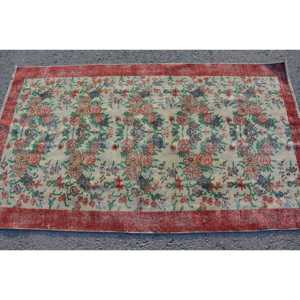 พรมขนาด 3.7x6.4 ฟุต, พรมสไตล์วินเทจตุรกี, พรมขนสัตว์สีแดง - Product Image 4
