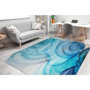 พรมพิมพ์ลาย: พรมกันลื่น, พรมสีน้ำเงิน, ดีไซน์ทันสมัย, พรมลายกอบเลน - Product Image 4