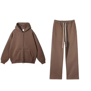 Conjunto de chándal acolchado de gran tamaño unisex OEM | Sudadera con cremallera y pantalones de chándal | Traje de chándal de dos piezas de peso pesado 2025 - Product Image 2