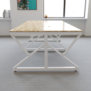 Mesa Minimalista de 4 Plazas, 120x240cm, Madera de Caucho con Patas de Hierro en Forma de K, Requiere Ensamblaje, BNV68050 - Product Image 4