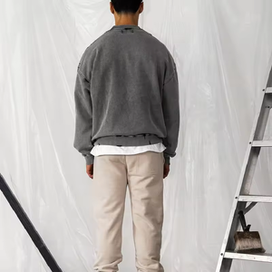 Sudadera vintage lavada con ácido, Sudadera de cuello redondo de gran tamaño, ropa de calle, cuello redondo personalizado de algodón, envío DDP - Product Image 6