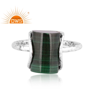Bague empilable en argent sterling oxydé de meilleure qualité en malachite naturelle Fabricant de bijoux personnalisé - Product Image 2