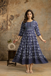 Stylish Printed Anarkali <b>Kurti</b> with Dupatta Long Rayon Gown <b>for</b> <b>Women</b> Readymade Ethnic <b>Kurti</b> Set <b>For</b> <b>Womens</b> - Product Image 2