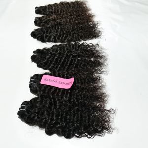 Extensions de cheveux 100% naturels noirs pour femmes, cheveux humains vierges indiens Remy, ondulations profondes lâches, ondulations naturelles, double trame machine - Product Image 3