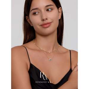 Ciondolo Occhio di Allah in Platino con Collana Serpente Verde in Zaffiro Blu Placcato Oro e Collana Occhio di Allah con Diamanti Pavé - Product Image 6