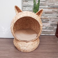 Maison de jacinthe d'eau tissée à la main pour chiens chats animaux de compagnie pour animaux de compagnie panier de chat